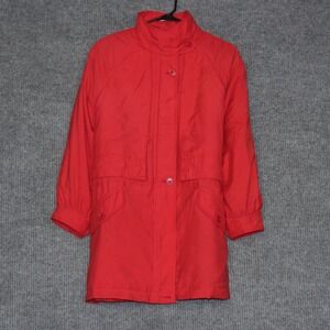 ALORNA Hooded Rain Jacket Womens S Red Lightweight Outdoor Warm Winter